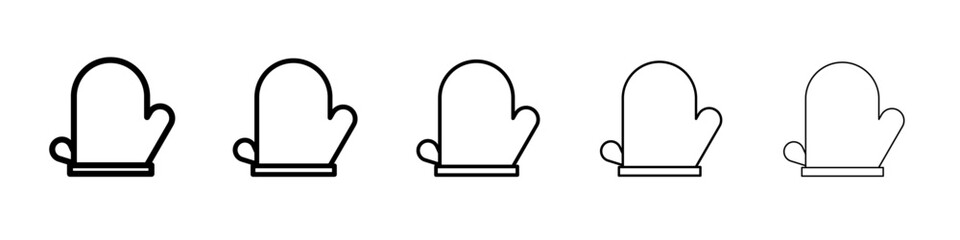 Oven mitt icon black and white vector sign