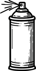 aerosol spray paint can stands doodle hand drawn icon. Outline drawing spray paint can line clipart symbol. Vector illustration