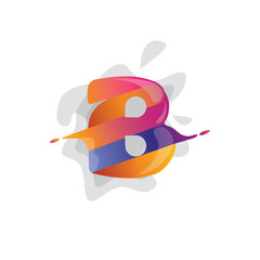 Letter B logo with bright wave gradient shift, for use in disco labels, posters, expressive...