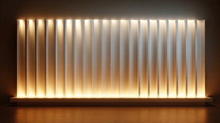 Modern wall paneling with recessed lighting.