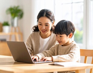 The natural daily life of parents and children using computers at home,自宅でパソコンを使う親子の自然な日常