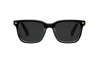 Fototapeta premium Black square sunglasses with gold accents isolated on transparent background