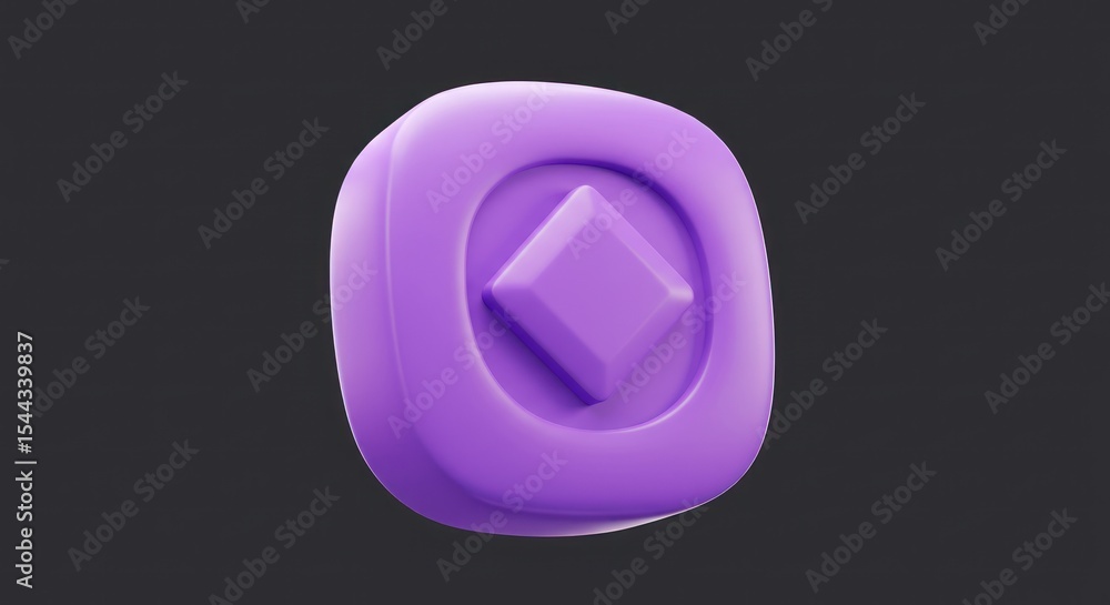 Fototapete abstract purple geometric shape 3d render of a rounded square with an inner diamond