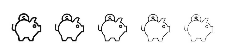 Piggy bank icon black and white vector sign