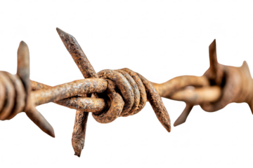 Rusty barbed wire fence