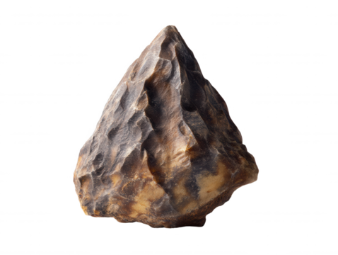 Isolated Paleolithic Flint Stone Hand Axe on White