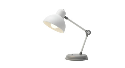 Modern white desk lamp in 3D style representing study or workspace lighting isolated on a transparent background, png, cutout.