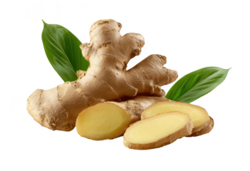 Ginger root slices display