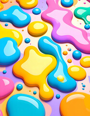 Vibrant glossy blobs of colorful liquid form a playful abstract background. Perfect for creative design, children’s themes, and modern visual art concepts.