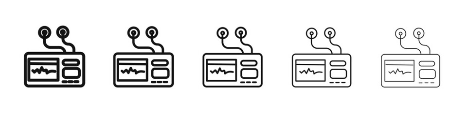 Portable electrocardiogram icon black and white vector sign