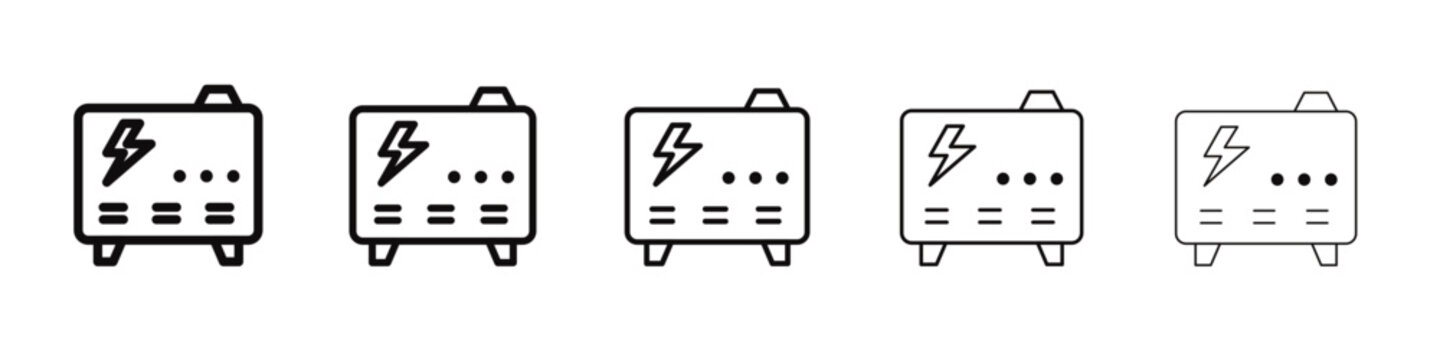 Portable power generator icon black and white vector sign