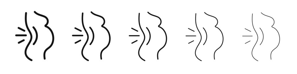 Pregnant woman backache icon black and white vector sign