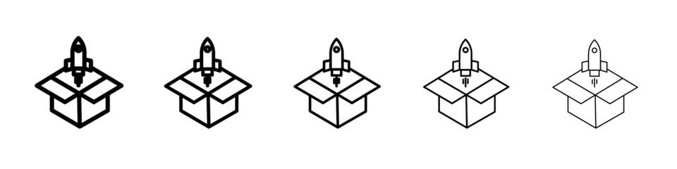 Product release icon black and white vector sign