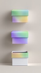 Three Pastel Gradient Square Boxes on Neutral Background