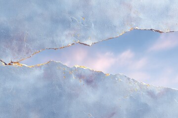 Torn Blue and Silver Texture with Sky Background