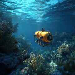 Underwater robots studying coral reefs, enhancing research and understanding of marine life.