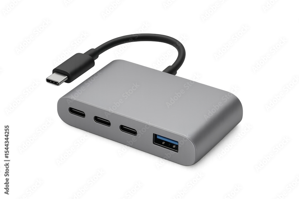 Poster modern usb hub connecting devices with transparent background