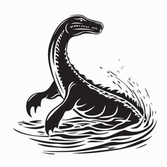 Plesiosaurus Dinosaur Ocean Vector Images Isolated on white background.