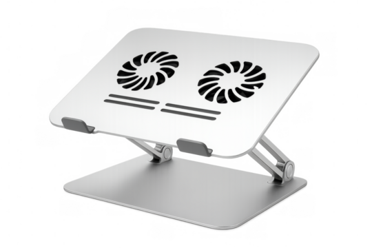 Cooling pad for laptop with transparent background, improving airflow and preventing overheating