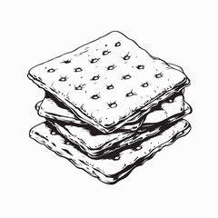 Tasty Crispy Saltine Crackers Stack Image Vector Isolated On White Background.