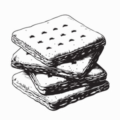 Tasty Crispy Saltine Crackers Stack Image Vector Isolated On White Background.