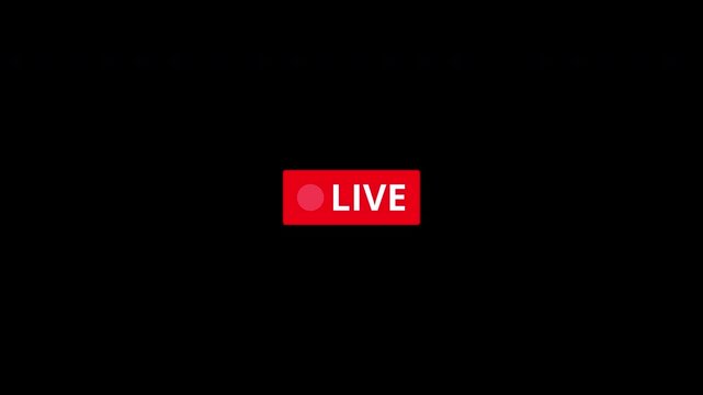 Live Button animation on transparent background for streaming, Broadcasting live button animation with alpha channel