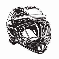 Hockey Helmet Images. Black and white Hockey protective helmet image vector on white background.