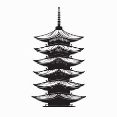 Japanese building Design Logo Vector Isolated on white Background.