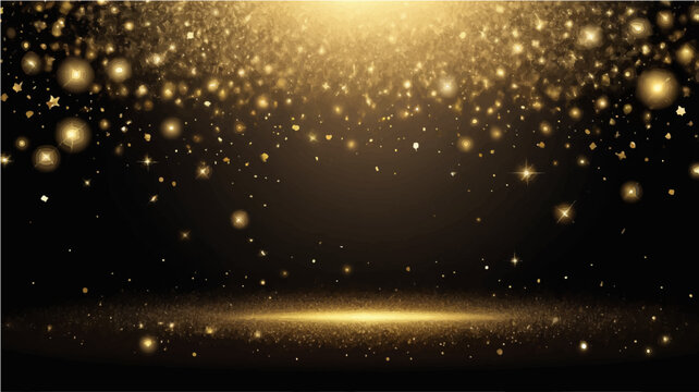 Abstract Christmas night sky with glowing tree lights and sparkling stars