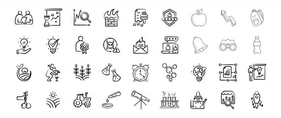 Collection of Hand Drawn Business Icons Strategy Growth Ideas