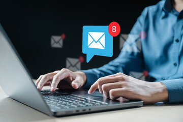 Email marketing concept. Mail newsletter send. Receive envelope email. Message contact reminder....