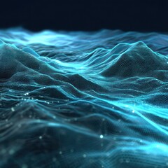 Virtual ocean of binary waves, creating an expansive digital landscape of information with tech.