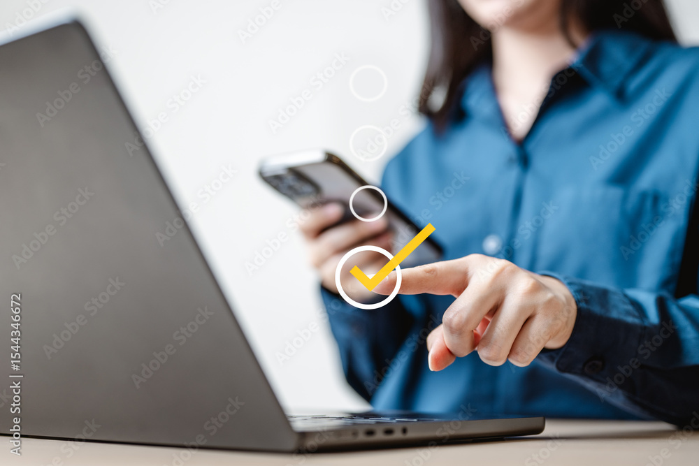 Aufkleber checklist business report concept. check mark opinion. tick checkbox survey. checkmark.