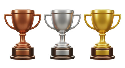 Shiny silver trophy cup award representing success, competition, and championship isolated on a transparent background, png, cutout.