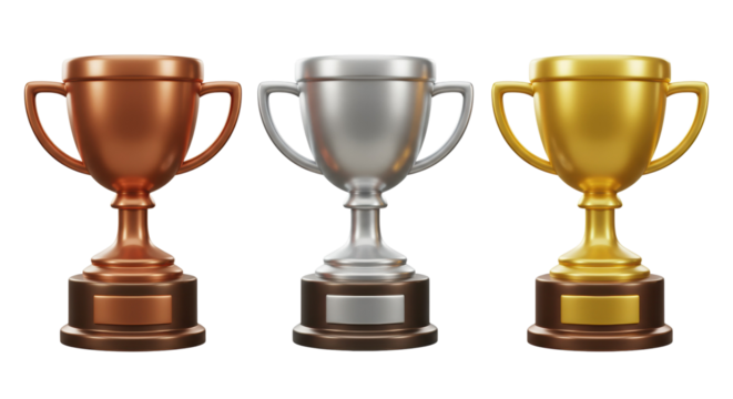 Shiny silver trophy cup award representing success, competition, and championship isolated on a transparent background, png, cutout. - Powered by Adobe