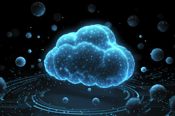 Futuristic Cloud Storage Illustration With Floating Spheres