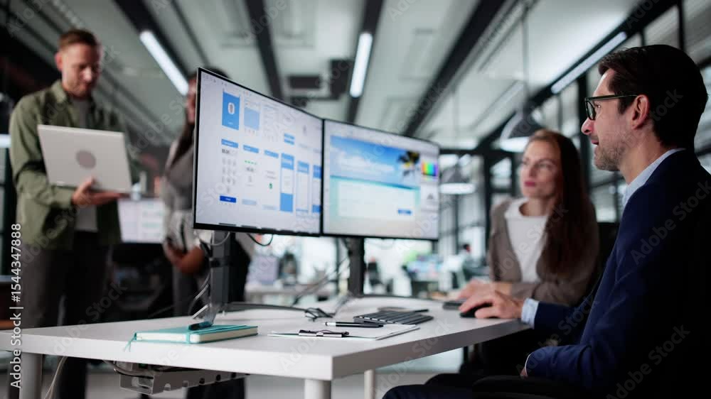 Poster UI UX Designer Team Developing Mobile Shopping