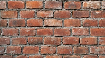 Obraz premium Close-up of a weathered brick wall with varying shades of red and gray mortar