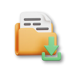 3D Render Download Folder Icon &ndash; File Access Illustration for App, Web, and Presentation Design