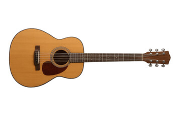 Classic acoustic guitar isolated on transparent background