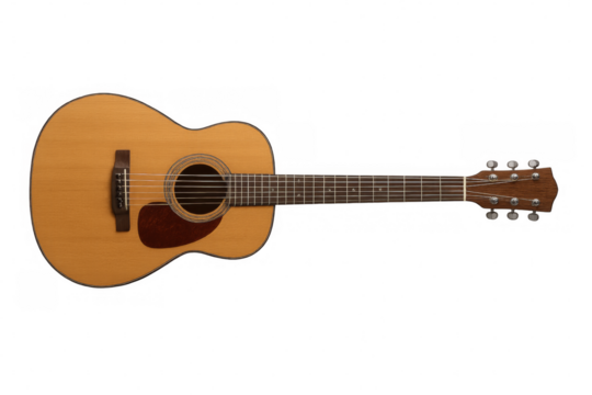 Classic acoustic guitar isolated on transparent background