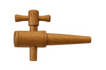 Wooden spigot with transparent background for wine or beer making