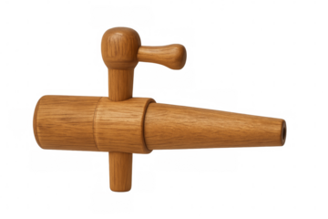 Wooden spigot resting on transparent background, ready for use
