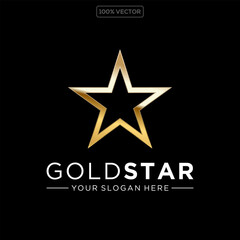 Gold star logo, star logo design template