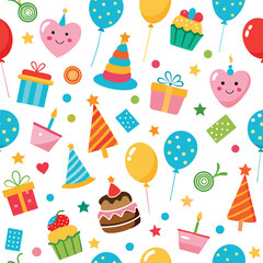 Birthday icons seamless