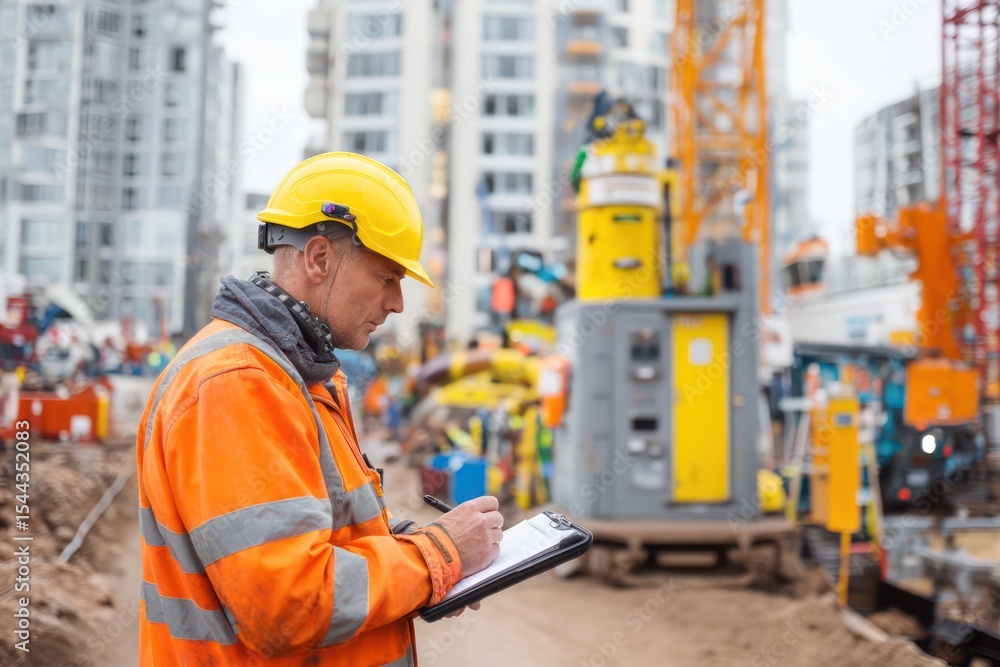 Poster robotic technology in construction sites improving efficiency with ai-assisted planning and machiner