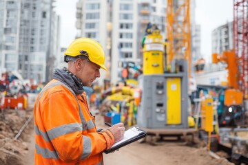 Robotic technology in construction sites improving efficiency with AI-assisted planning and machinery.