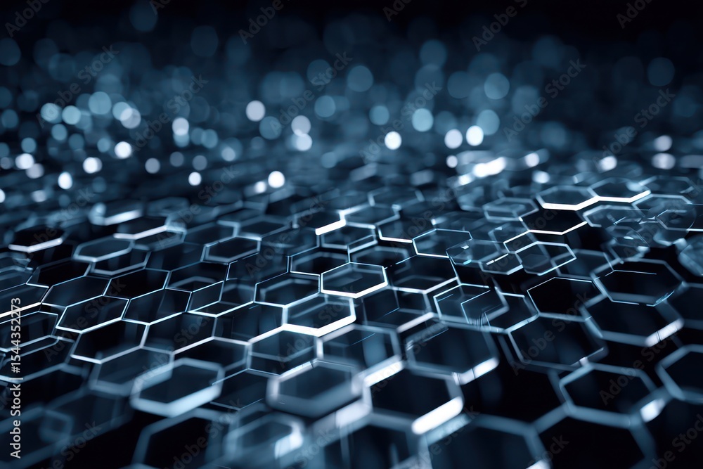Poster hexagonal tech backdrop, ideal for creating designs focused on digital communication.