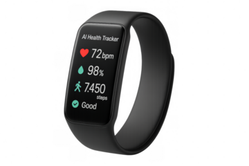 Smartwatch displaying health data on transparent background