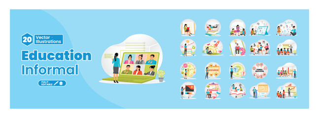Obraz premium Set of informal education illustrations concept. Mega set.